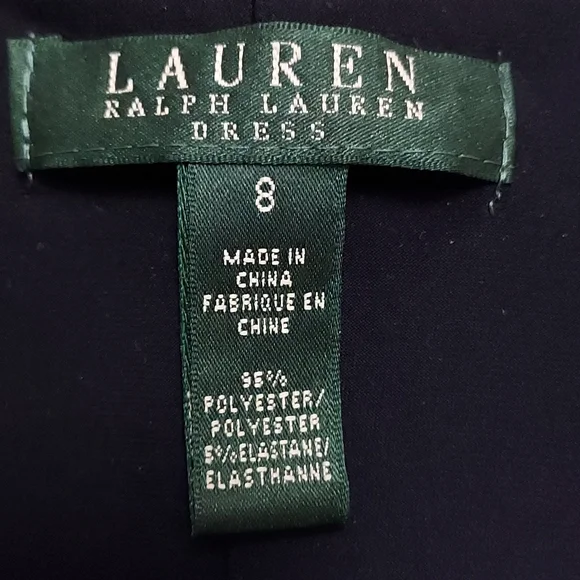 Lauren Ralph Lauren Dress Navy Blue and White Sleeveless Sheath - Picture 4 of 10